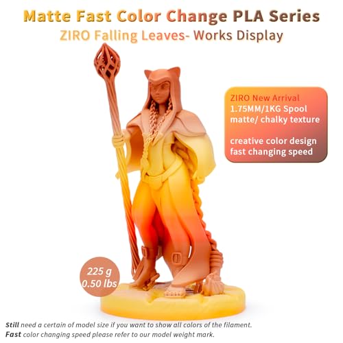 ZIRO PLA Filament Rainbow, 1.75mm 1kg, Fit Most 3D Printer, Falling Leaves - color: Falling Leaves (Matte)