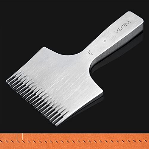 WUTA Sharp French Style Pricking Iron 20 Teeth Leather Chisel All-Polished Punching Tool Kits, Obverse 3.0 mm 20 Teeth - size: 3.0mm-20 teeth, style: Obverse