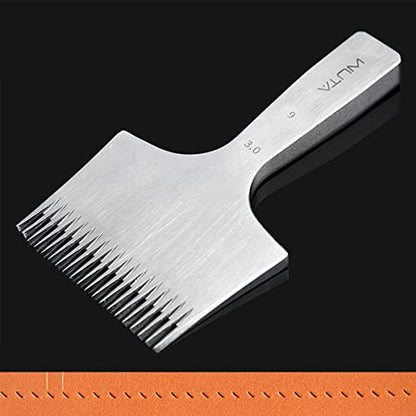 WUTA Sharp French Style Pricking Iron 20 Teeth Leather Chisel All-Polished Punching Tool Kits, Obverse 3.0 mm 20 Teeth - size: 3.0mm-20 teeth, style: Obverse