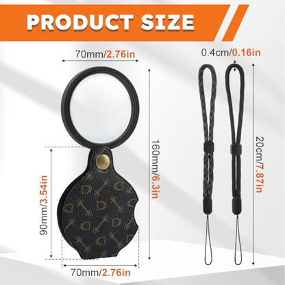 2PCS 15X Small Pocket Magnifying Lenses Glass, Mini Pocket Magnifier Folding Magnify Glass with Rotating Protective Holster for Reading Inspection Coin Jewelry or Exploring