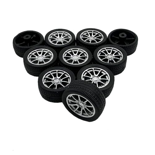 10PCS Toy Car Wheels 28mm Rubber Tire Wheels with Metal Shaft for RC Car Truck DIY Model Toy Wheel Replacement Accessories (2.5x28mm) - style: 2.5x28mm