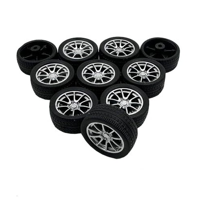 10PCS Toy Car Wheels 28mm Rubber Tire Wheels with Metal Shaft for RC Car Truck DIY Model Toy Wheel Replacement Accessories (2.5x28mm) - style: 2.5x28mm