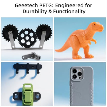 Geeetech PETG Filament 1.75mm, 1 KG (2.2lbs) Spool 3D Printer Filament, High-Toughness, ±0.02mm Accuracy, Neatly Wound & Moistureproof, Non-Clogging Non-Stringing, Fits Most FDM Printers, Black - color: Petg Black