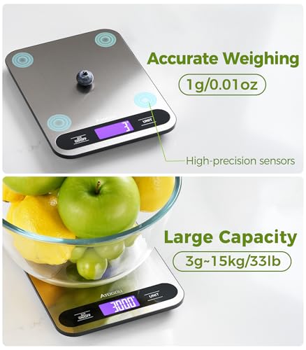Atogou Food Scale -33lb Digital Kitchen Scale for Food Ounces Grams