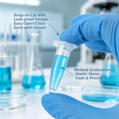 500pcs 1.5ml Microcentrifuge Tubes with Snap Caps