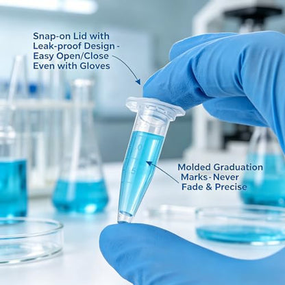 500pcs 1.5ml Microcentrifuge Tubes with Snap Caps