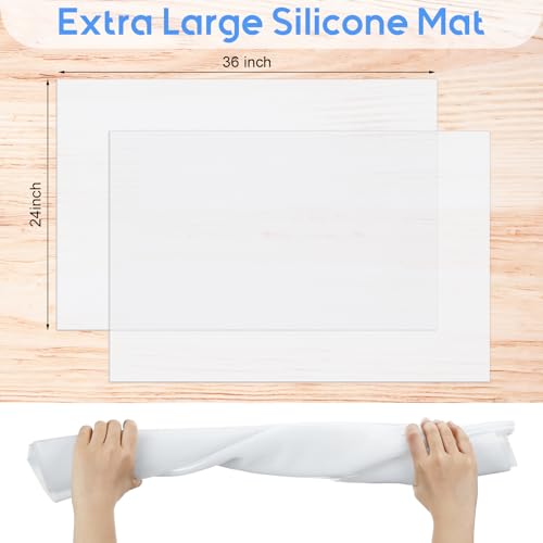 Hushee 2 Pack Extra Large Silicone Mat Place Mats Table Protector Craft Heat Resistant Mat for Kitchen, Painting(White,24 x 36 Inches) - color: White, size: 24 x 36 Inches