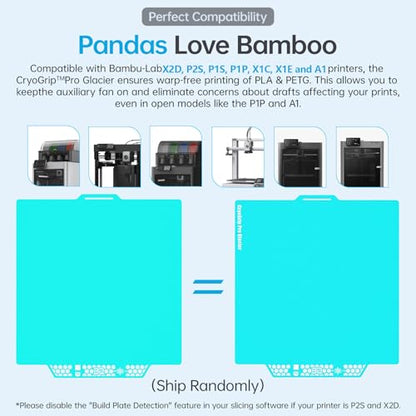BIQU CryoGrip Pro Glacier Panda Build Plate for Bambu-Lab 3D Printers - color: Glacier-Blue, size: 257*257MM, style: Glacier