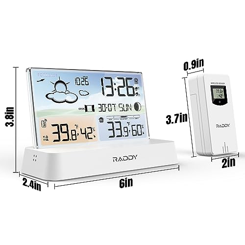 Raddy DT6 Wireless Weather Station, Atomic Clock Color Display