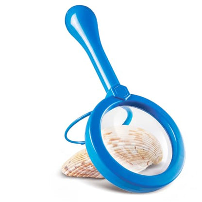 Lewtemi Kids Science Learning Toys Kids Magnifying Glass with Stand Grasp Jumbo Magnifiers 3X Magnification Exploration Preschool Learning Toys for Reading Book Map Insect (Blue) - color: Blue