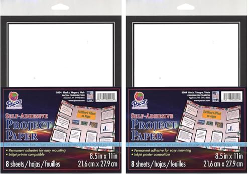 Pacon Self-Adhesive Paper, Black, 8-1/2" x 11", 8 Sheets (Pack of 2) - size: 8 Count (Pack of 2)