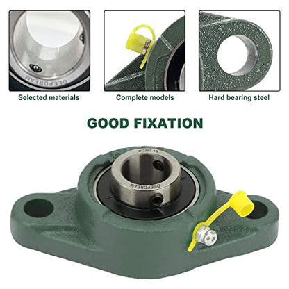2 Pcs of DEEPDREAM UCFL202-10 Pillow Block Bearing 5/8 inch Bore, 2 Bolt Flange Mounted, Self Alignment - size: UCFL202-10-2pcs