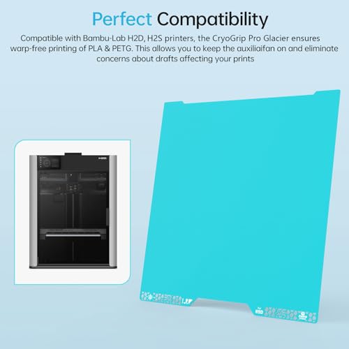 BIQU CryoGrip Pro Glacier Build Plate for Bambu-Lab H2D H2S 3D Printers - color: Glacier-Blue, size: 346*355MM-H2D/S, style: Glacier