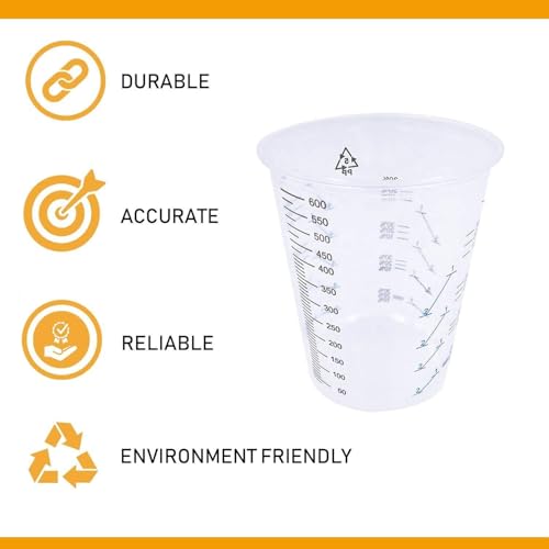 CANOPUS Mixing Cups for Epoxy and Resin, Measuring Cups, Graduated Paint Mixing Cups, Plastic Mixing Cups for Automotive and Art Projects, 20 ounce (1 Pint), 600 cc (Pack of 25) - size: 20oz