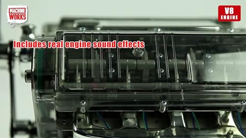 Machine Works Build Your Own V8 Engine Toy - Replica Model Building Kit - Features Augmented Reality, Sounds and Illumination, 4 Modes, 250+ Pieces, 14+ Years - style: V8 Engine