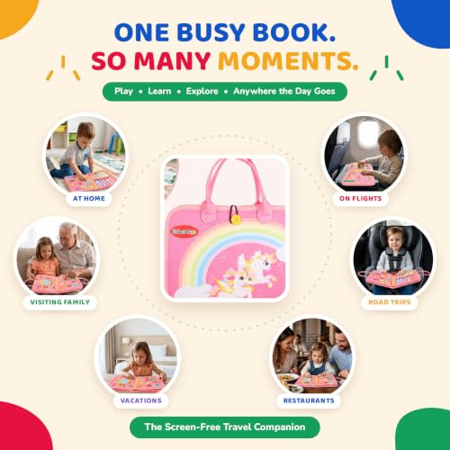 URBAN TOYS Montessori Busy Board, Toddler Activity Book, Learning Toys 3+ - color: Pink