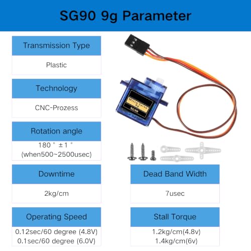 8PCS SG90 9G 360° Micro Servo Motor, 9g Metal Gear Digital Servo - color: SG90 9G 360°