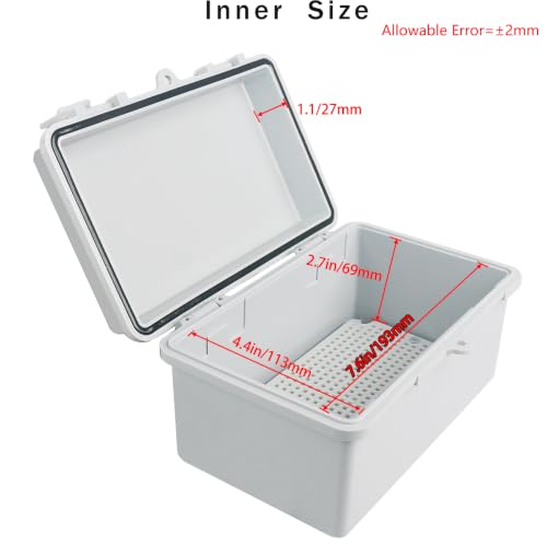 Junction Box, Hinged Grey Cover IP67 Waterproof ABS Project Box with Mounting Plate Electrical Box Enclosure with Wall Bracket 8.3 x 5.1 x 4.3inch(210x130x110mm) - color: Grey, size: 8.3"x5.1"x4.3"