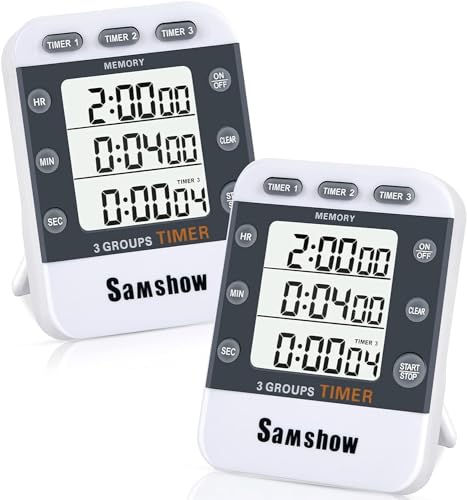 Digital Kitchen Timers for Cooking, 2 Pack - color: 382-2 White