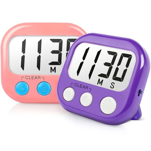 Digital Timer for Kids Classroom Timers for Teachers 2 Pack Pink Purple - color: Pink Purple