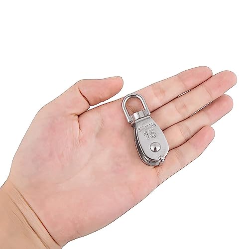 YAMASO,10Pcs 304 Stainless Steel M15 Silver Single Pulley Block Wire Rope Hanging Wire Towing Wheel - size: M15-10pcs