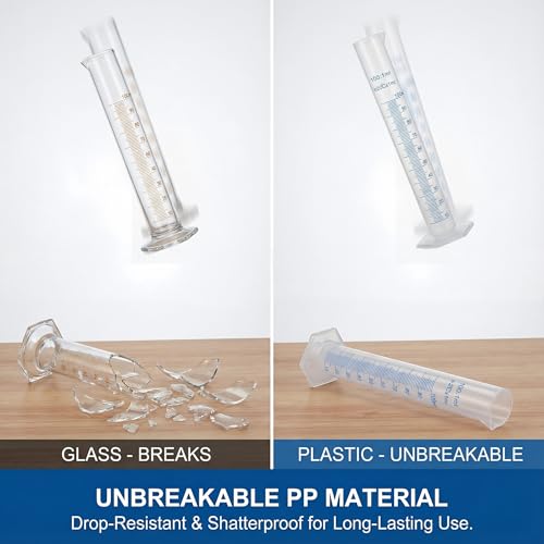 Graduated Cylinder Plastic 50ml Lab Measuring Cylinders for Home and School Science, 2 PCS - size: Plastic 50 ml
