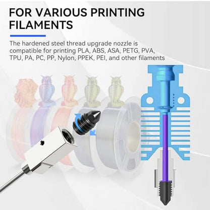 6PCS 0.4mm Hardened Steel Nozzles for Bambu Lab X1/P1 Series