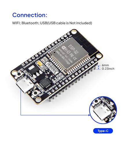 ELEGOO 3PCS ESP-32 Dev Boards, ESP-WROOM-32, USB-C, WiFi Bluetooth 4.2