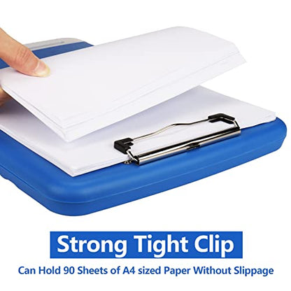 Clipboard with Storage, A4 Binder Nursing Clipboards with Pen Holder, Heavy Duty Storage Clipboards with Low Profile Clip, Clipboard Folder Side-Opening, Smooth Writing Clip Board (Blue) - color: Blue