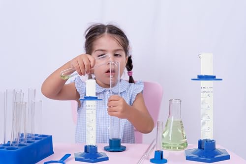 2Pcs 5ml Graduated Cylinder, Thick Glass Measuring Cylinder, with Anti-Falling Plastic Base and Bumper Guards, for Science Laboratory Measuring Liquid, Bring droppers - size: 5ml