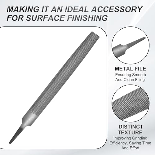 HARFINGTON 6" Half Round Medium Cut File Double Cut Teeth without Handle - size: 6"