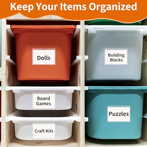 44 Pcs Storage Bin Labels, 4×6 in Index Card Holder, Clear Adhesive Pockets - size: 4x6 in