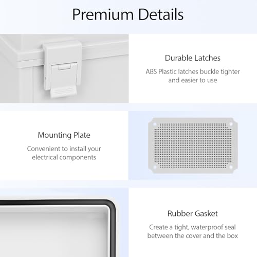 Junction Box IP65 Waterproof Dustproof ABS Plastic Enclosure Outdoor and Indoor Project Box Hinged Cover with Mounting Plate Wall Brackets Outer Dimension 11.8"x 7.9" x 7.1", Grey - size: 11.8"x 7.9" x 7.1" (1pc)