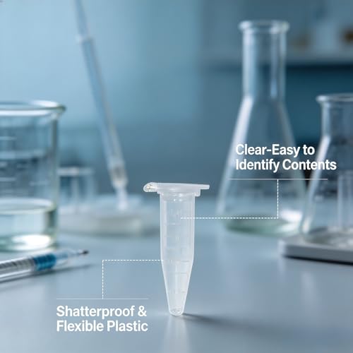 100 Pcs Clear Centrifuge Tubes 1.5ml with Lid & Graduated for Lab