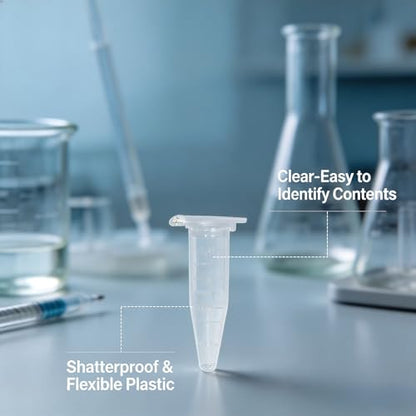 100 Pcs Clear Centrifuge Tubes 1.5ml with Lid & Graduated for Lab