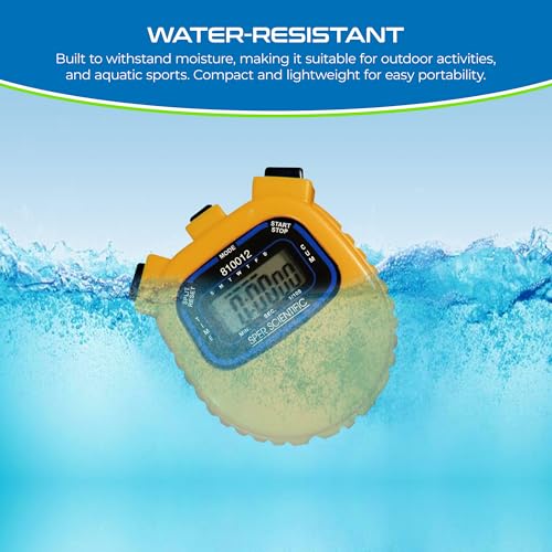 Sper Scientific Water Resistant Stopwatch 810012 - Digital Timer with Split Interval Function, 12/24 Hour Alarm Clock & Calendar for Sports, Labs, Fitness, and More - 4 pc - size: 4 Pack