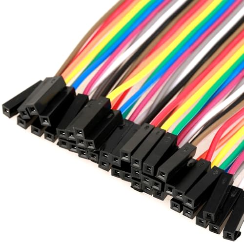 5Pcs 40pin Female-to-Female Jumper Wires 10cm 24AWG Copper Colorful Ribbon Cables for Breadboard, PCB Projects