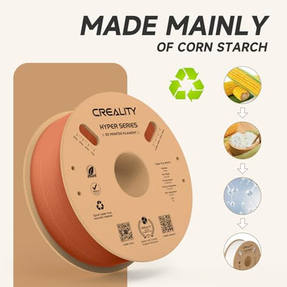 Official CREALITY Hyper PLA Filament 1.75mm, High Speed PLA 30-600mm/s Rapid 3D Printer Filament, Dimensional Accuracy +/-0.02mm, Fit Most FDM 3D Printers, 1KG(2.2lbs) Spool Burnt Orange - color: Burnt Orange