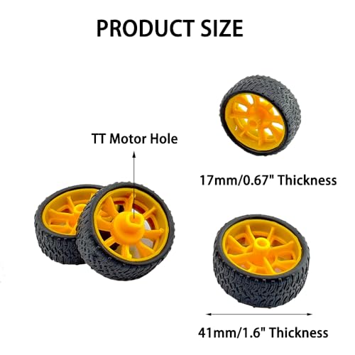 4PCS Toy Car Wheels Robot Car Rubber Tire Wheel for RC Car Truck Robot DIY Model Toy Wheel Replacement Parts (17x41mm Yellow) - style: 17x41mm Yellow