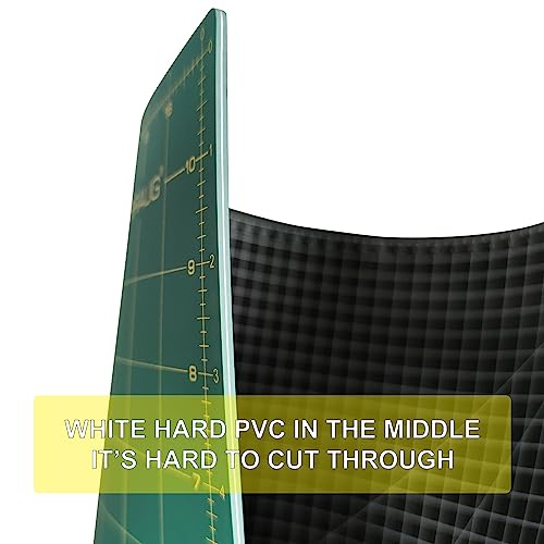 NEWBRAUG 12'' × 18'' Durable Self Healing Cutting Mat, Double Sided 5-Ply PVC Cutting Board, for Quilting, SewingArts, Craft, Fabric & Scrapbooking(Green/Black) - size: 18"L x 12"W