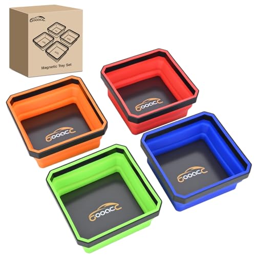 GOOACC 4Pcs Square Collapsible Magnetic Trays Set Red Orange Blue Green - color: Red/Orange/Blue/Green
