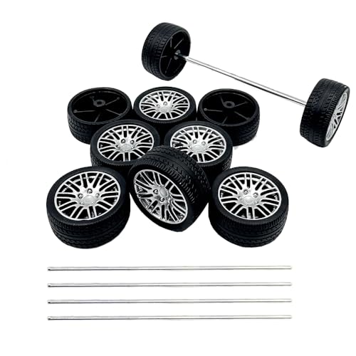 10PCS Toy Car Wheels Rubber Tire Wheels with Metal Shaft for RC Car Truck DIY Model Toy Wheel Replacement Accessories (3x35mm) - style: 3x35mm