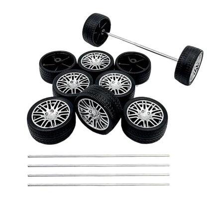 10PCS Toy Car Wheels Rubber Tire Wheels with Metal Shaft for RC Car Truck DIY Model Toy Wheel Replacement Accessories (3x35mm) - style: 3x35mm