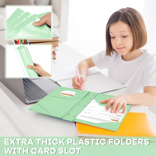 Henoyso 36 Pcs Plastic Folder with Clear Front Pocket, Light Green - color: Light Green