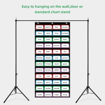 ANCOMEDO 20”W x 48.25”H Classroom Words Pocket Chart with 12 Clear Pockets, Black Standard Pocket Chart for Classroom and Home for Sentence Strips, Reusable Clear Pocket Hanging Words Chart (Black) - size: 20Wx48.25H