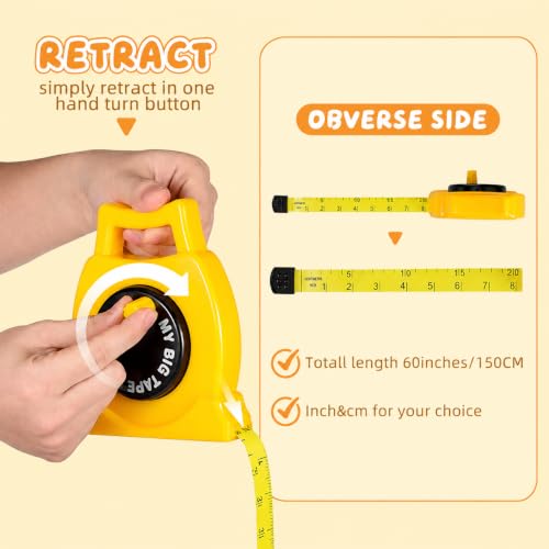 Kid Tape Measure Toy, 60 Inch / 150 cm Retractable Measuring Tape