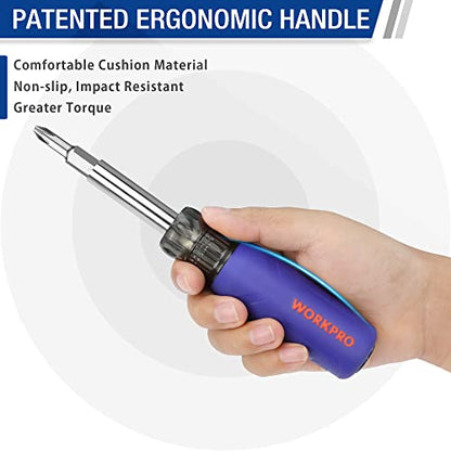 WORKPRO 6-in-1 Basic & 4-in-1 Electronics Screwdriver/Nut Driver Set Tool Confort Grip, 2PCS Portable Screw-driver, 8 Basic & Precision Bits (Philips/Slotted), 2 Nut Driver Sizes - size: One Size