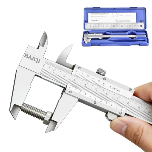 Vernier Caliper Measuring Tool,0-6"/0-150mm Manual Stainless Steel Caliper,High Accuracy 0.001In/0.02mm Dual Imperial/Metric Scale High Precision Micrometer