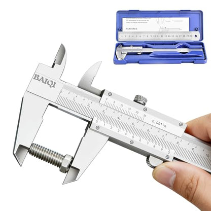 Vernier Caliper Measuring Tool,0-6"/0-150mm Manual Stainless Steel Caliper,High Accuracy 0.001In/0.02mm Dual Imperial/Metric Scale High Precision Micrometer