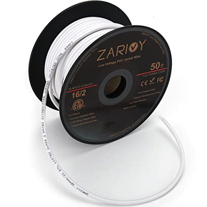 50 Feet 16 Gauge 2 Conductors Red Black Wire with Fire Resistant CL2 White Jacket, 16 AWG Electrical Hookup Wire LED Strips Extension Cord Cable for LED Ribbon Lamp Tape Lighting - size: 50 Feet, style: 16/2 Gauge CCA